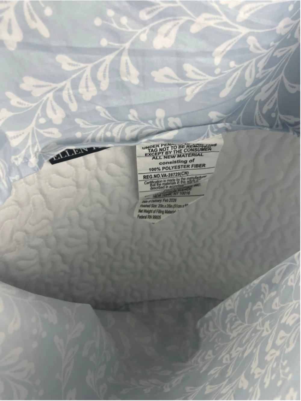 Ellen Tracy Quilted Floral Pillow Sham Blue Patchwork Standard Single